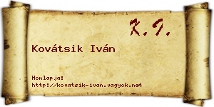 Kovátsik Iván névjegykártya
