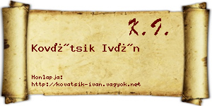 Kovátsik Iván névjegykártya
